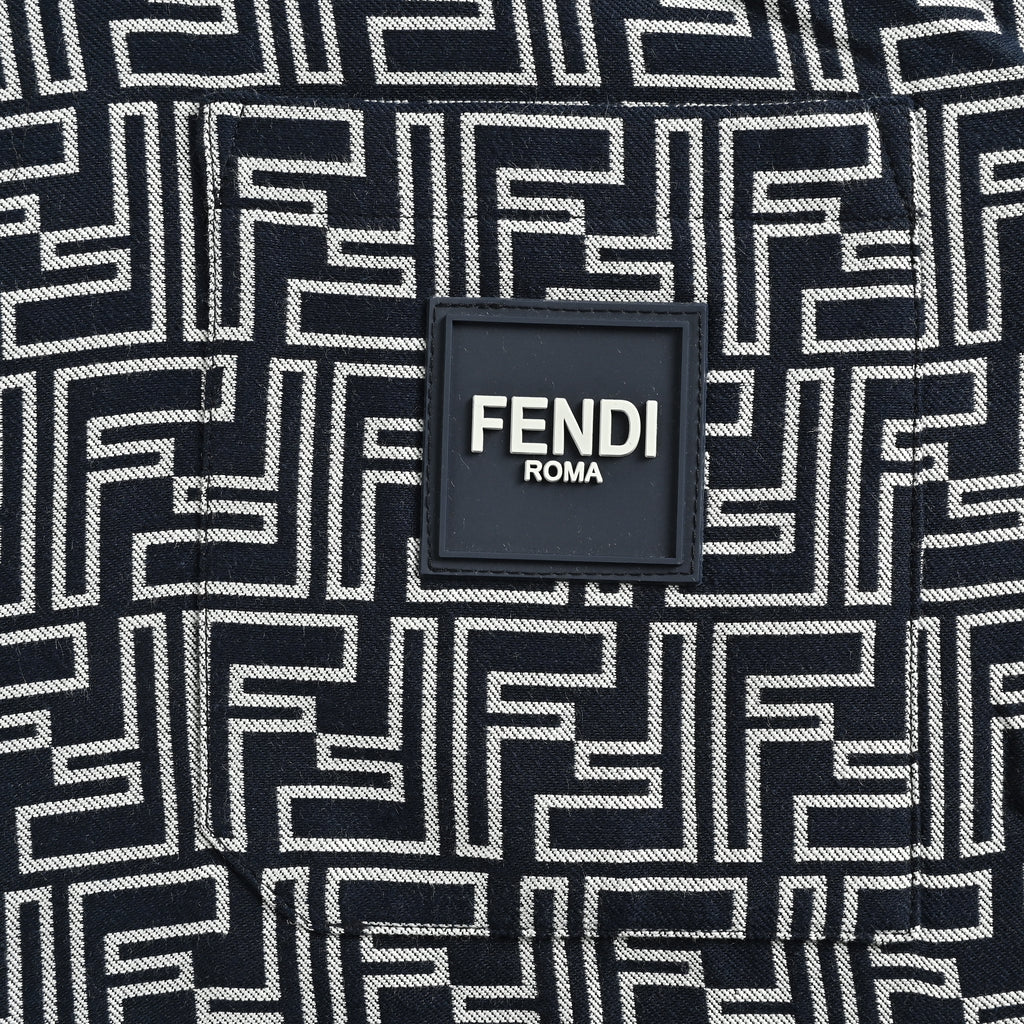 Fendi FF Monogram All-Over Vintage Lapel Shirt-Jacket – Pale Mist Blue – Unisex FY6800905