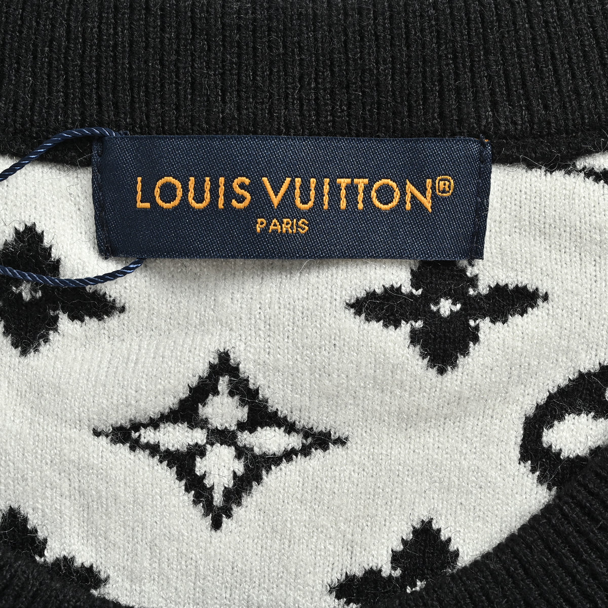 Louis Vuitton FW26 Full-Coverage LV Monogram Jacquard Crewneck Sweater – Black1A7RRK