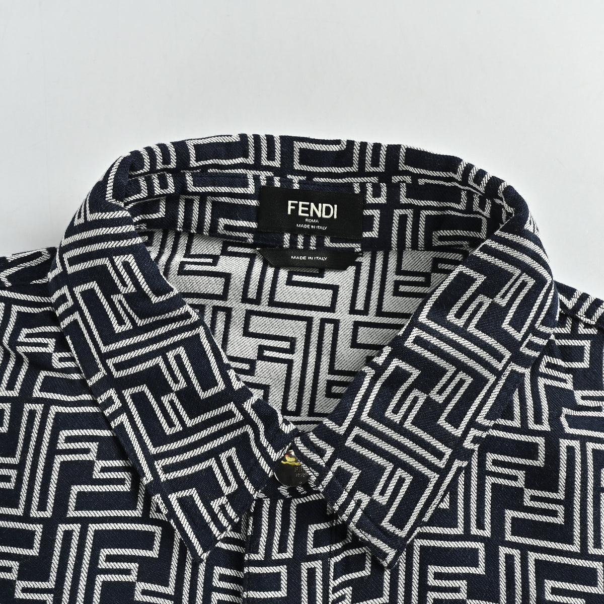 Fendi FF Monogram All-Over Vintage Lapel Shirt-Jacket – Pale Mist Blue – Unisex FY6800905
