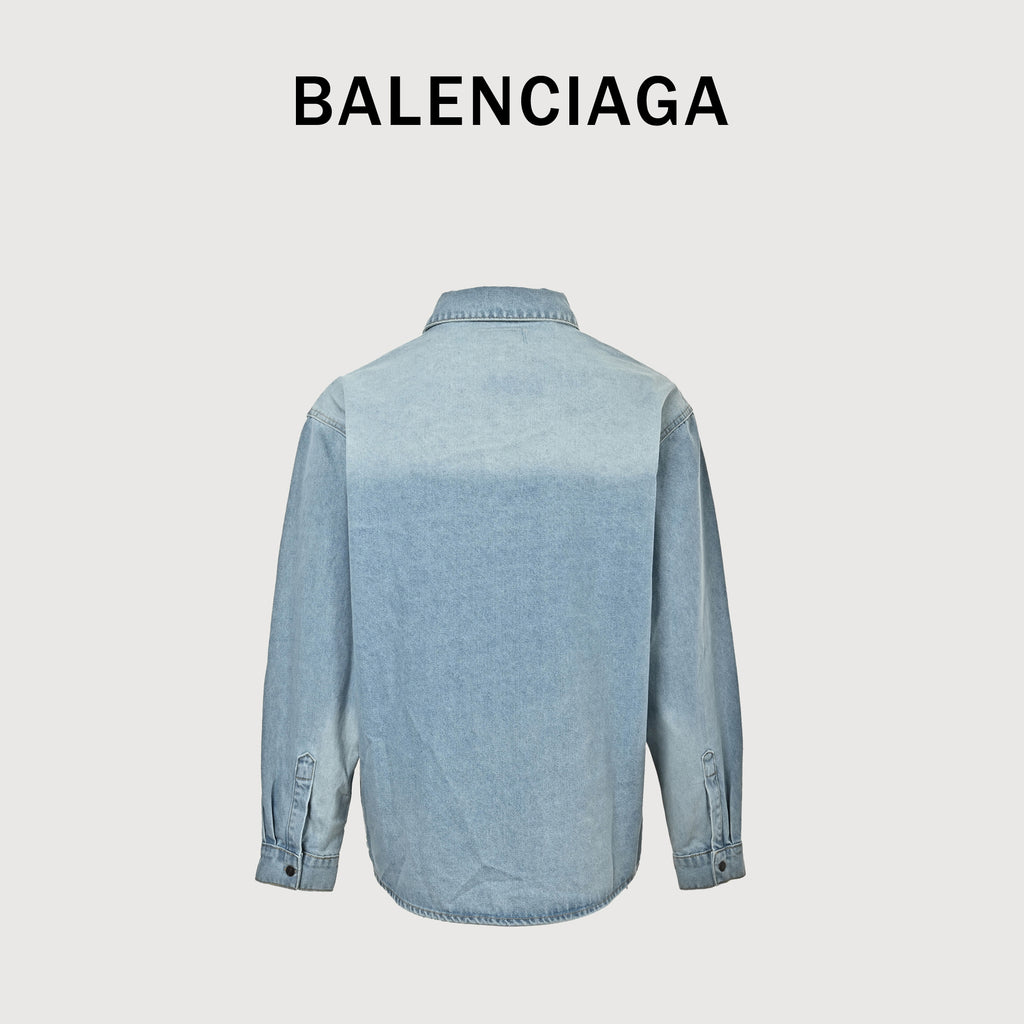 Balenciaga Light-Blue Washed Denim Overshirt – Unisex  R5200819