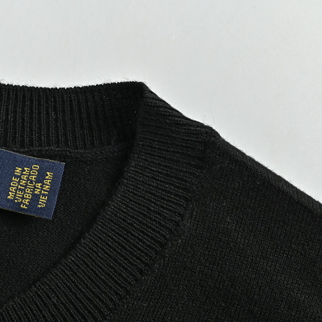 Ralph Lauren Polo Pony Embroidered Wool-Cotton Blend Crewneck Cardigan – Black – Women’s211971871-005