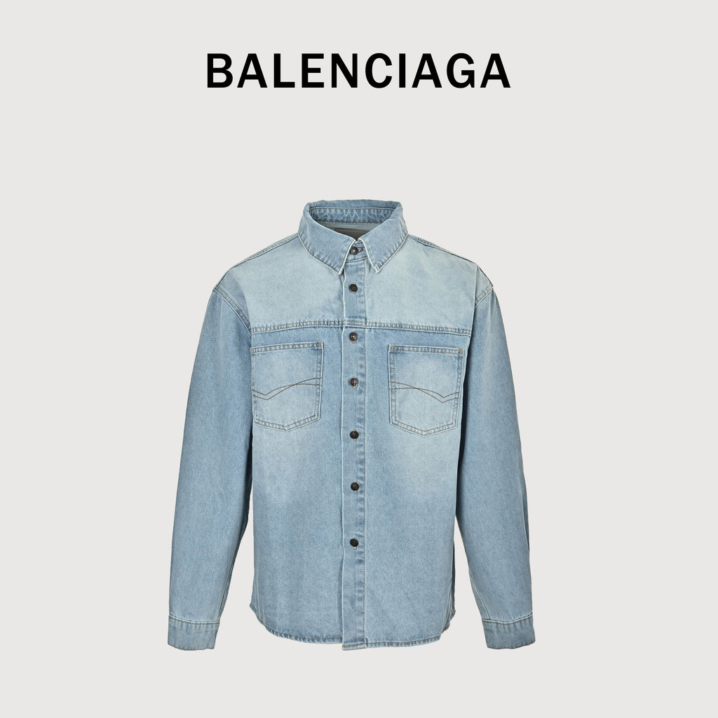 Balenciaga Light-Blue Washed Denim Overshirt – Unisex  R5200819