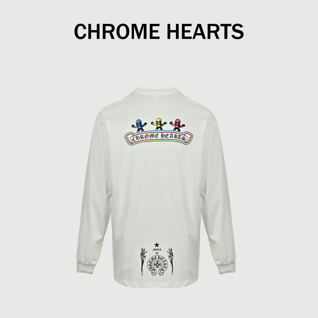 Chrome Hearts CH Skull Character Figure Print Long-Sleeve – White – Unisex  CW-326-150