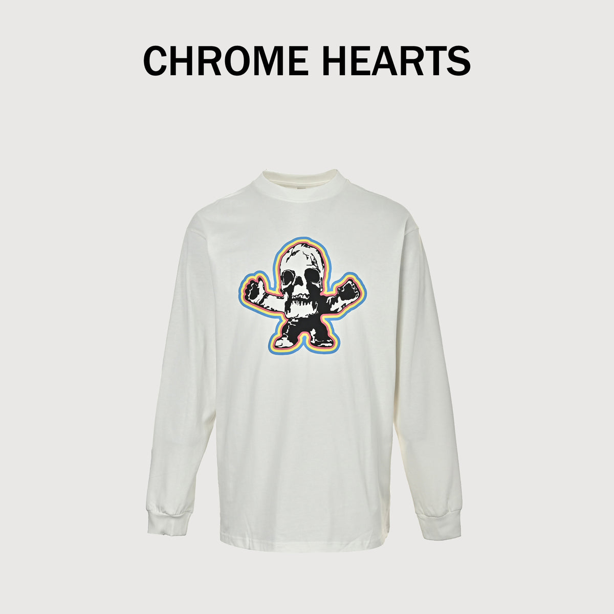Chrome Hearts CH Skull Character Figure Print Long-Sleeve – White – Unisex  CW-326-150