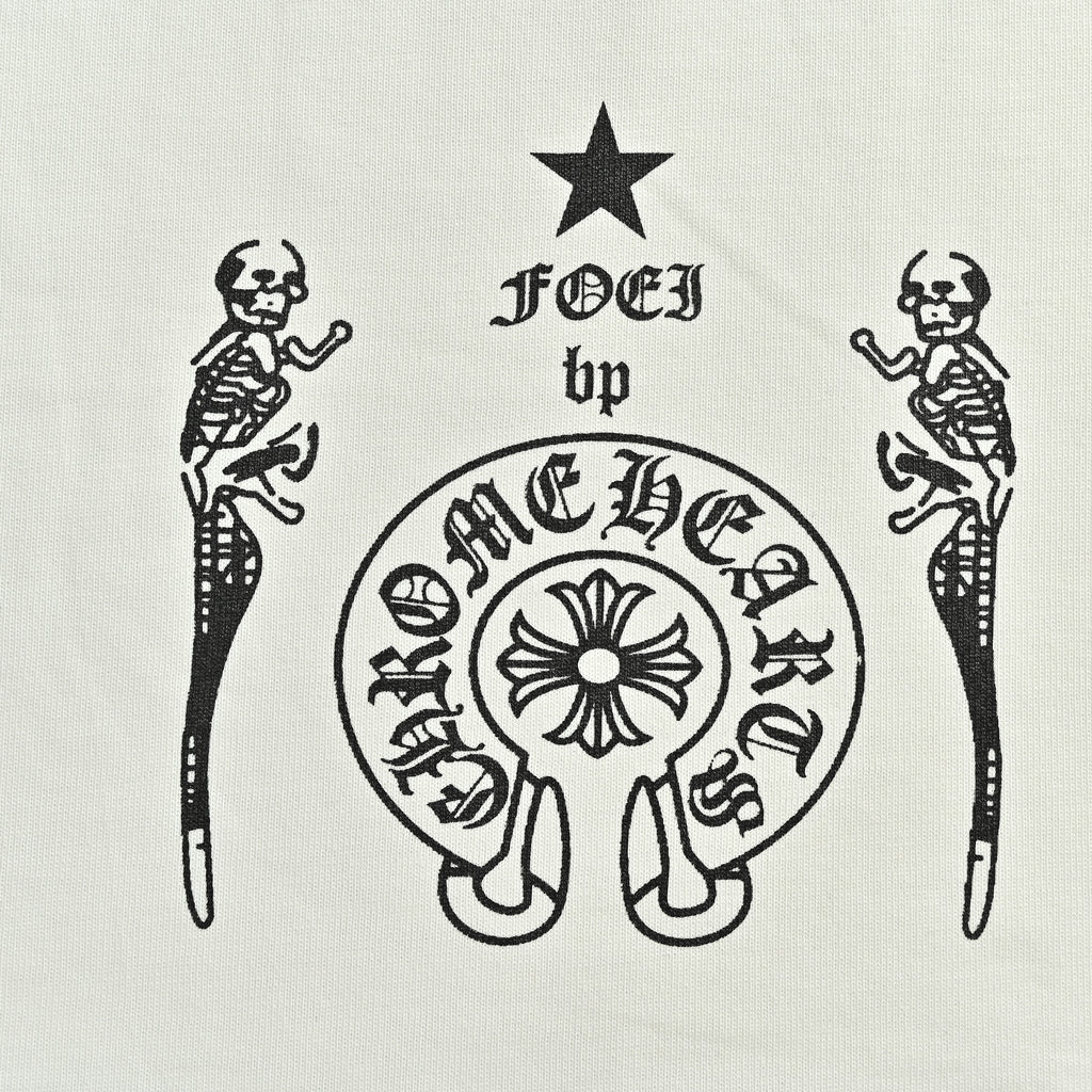 Chrome Hearts CH Skull Character Figure Print Long-Sleeve – White – Unisex  CW-326-150
