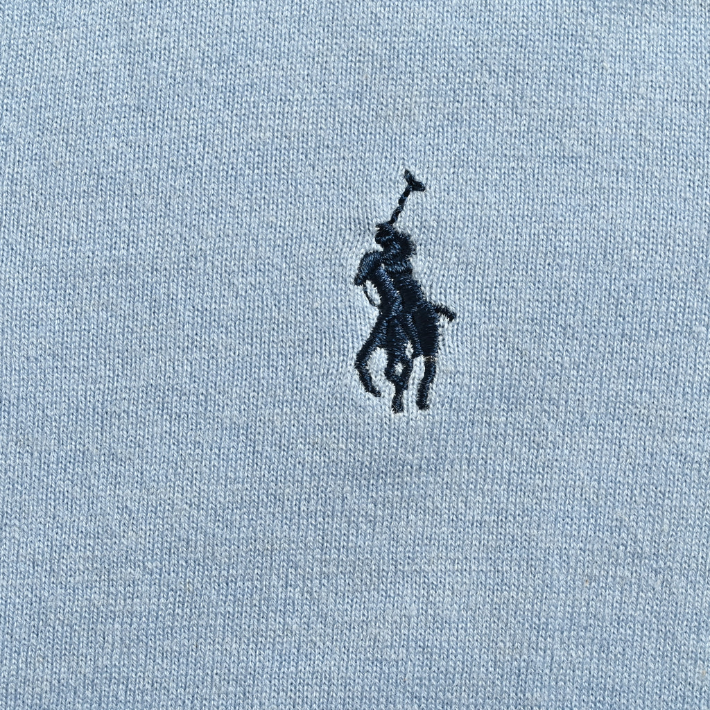Ralph Lauren Polo Pony Embroidered Wool-Cotton Blend Crewneck Cardigan – Light Blue – Women’s211891672-004