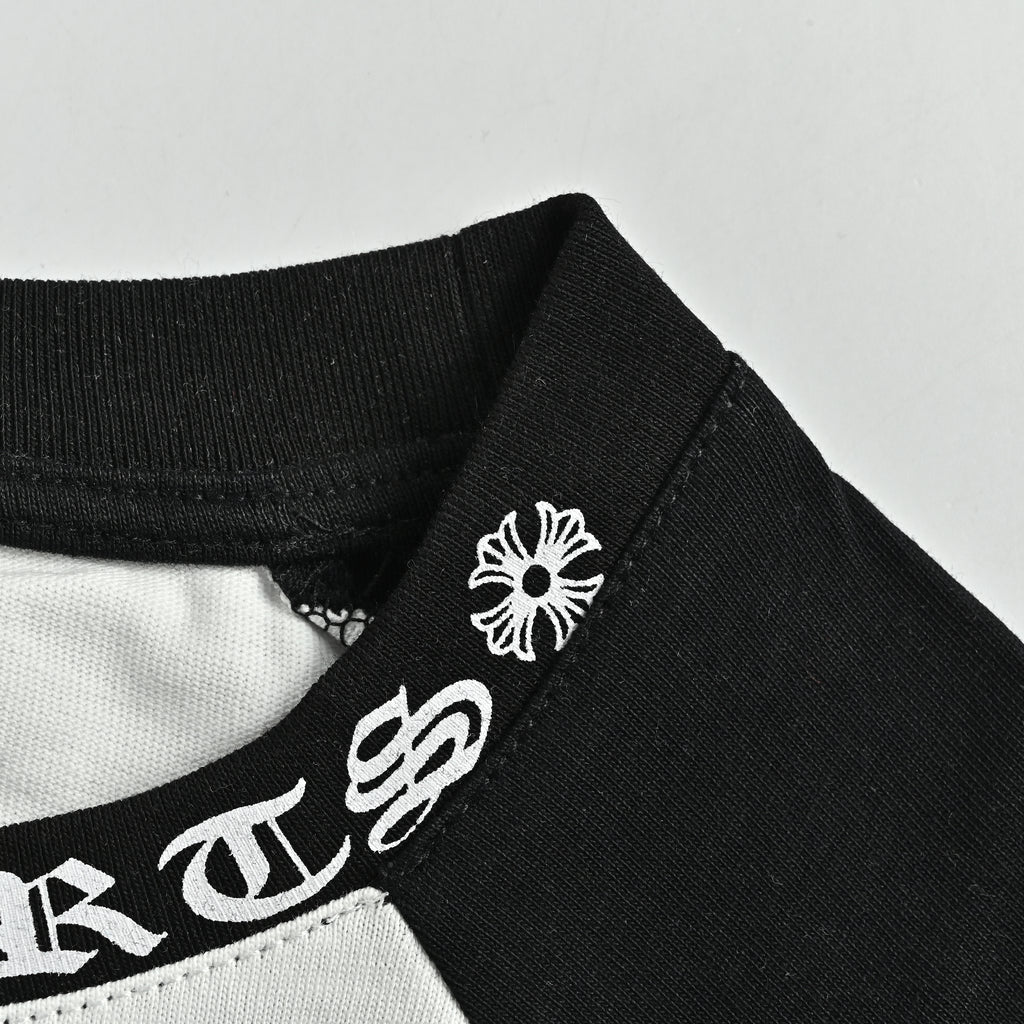 Chrome Hearts Sanskrit Horseshoe Hardware Letter Raglan Long-Sleeve T-Shirt – White∕Black HH3200905 – Unisex