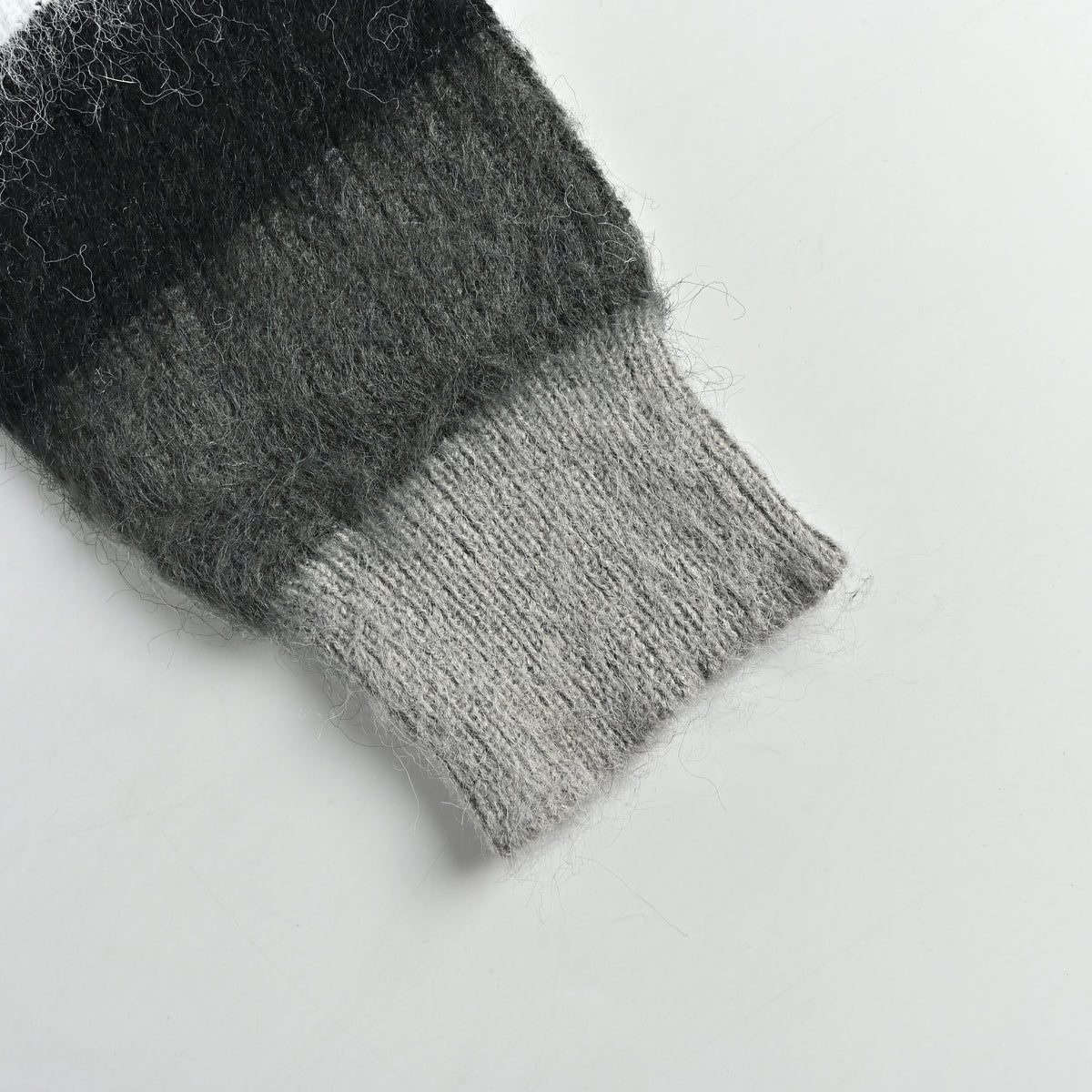 Balenciaga FW26 BLCG Letter-Stripe Mohair-Blend Crewneck Sweater – Grey Multi A0093IT18121581