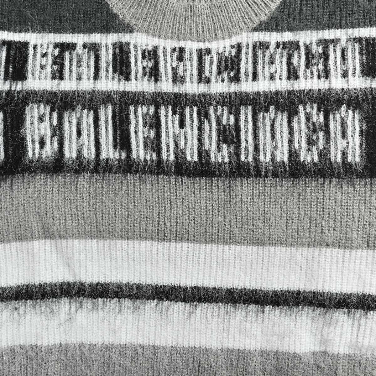 Balenciaga FW26 BLCG Letter-Stripe Mohair-Blend Crewneck Sweater – Grey Multi A0093IT18121581
