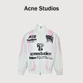 Acne Studios SS26 Football Capsule Butterfly Bow-Logo Graffiti Stand-Collar Zip Jacket – White/Pink – Men’s B90914-183