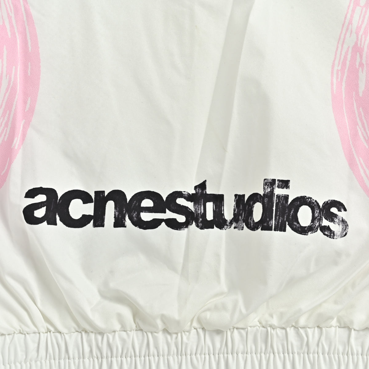 Acne Studios SS26 Football Capsule Butterfly Bow-Logo Graffiti Stand-Collar Zip Jacket – White/Pink – Men’s B90914-183
