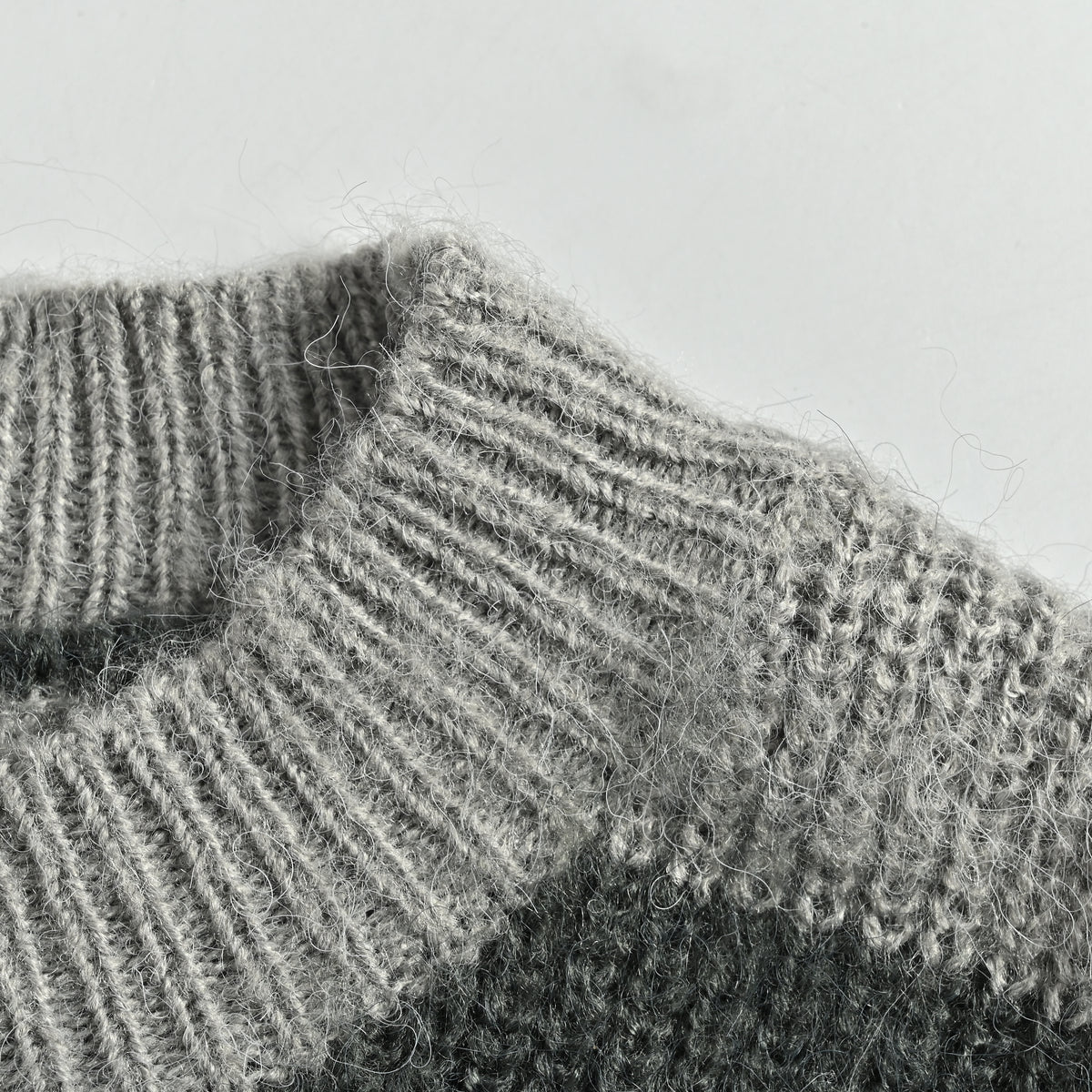 Balenciaga FW26 BLCG Letter-Stripe Mohair-Blend Crewneck Sweater – Grey Multi A0093IT18121581
