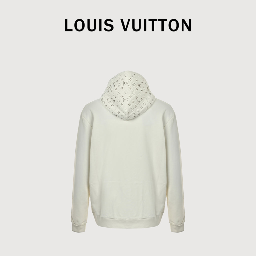 Louis Vuitton FW26 Monogram Reflective 3D Embossed Zip Hoodie – Ecru – Men’s1AKOX4
