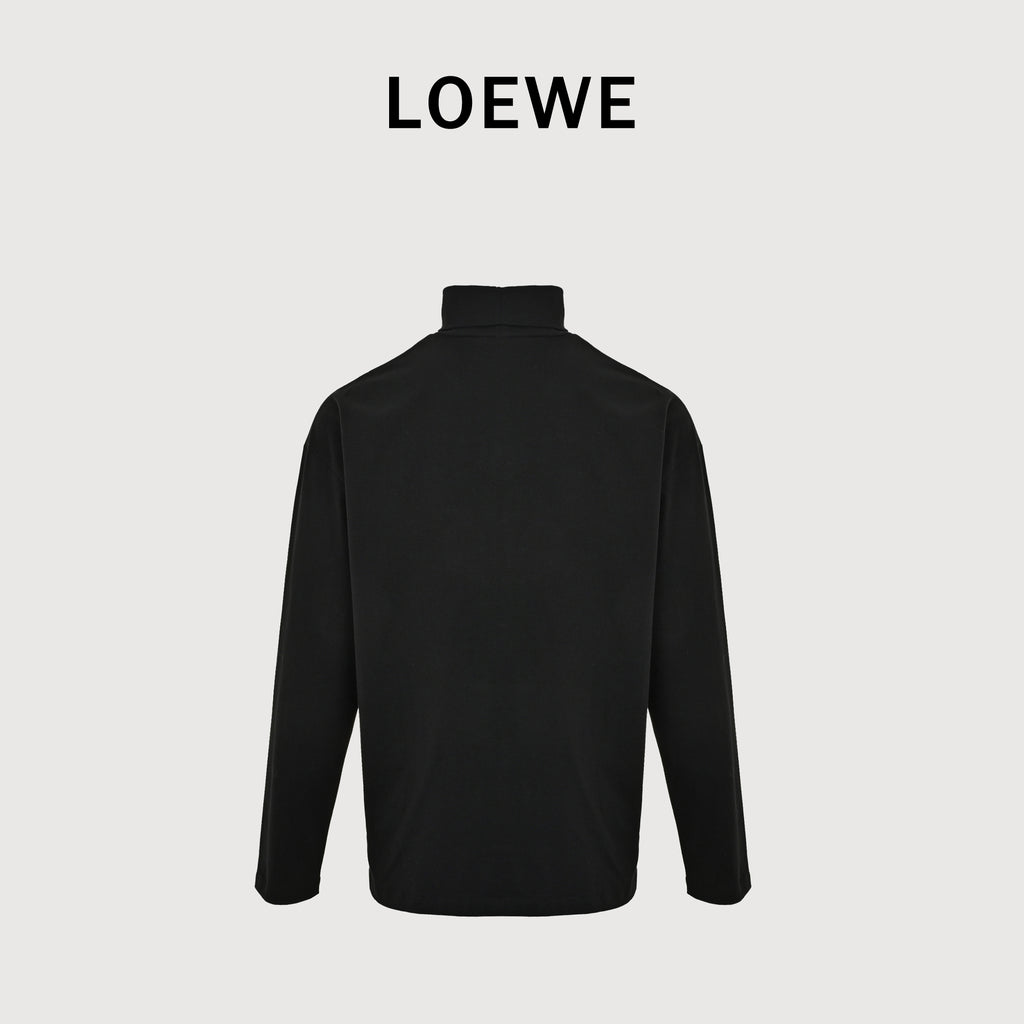 Loewe FW26 LOEWE Letter-Collar Drop-Shoulder Cotton Turtleneck – BlackS359Y23XBC-1100