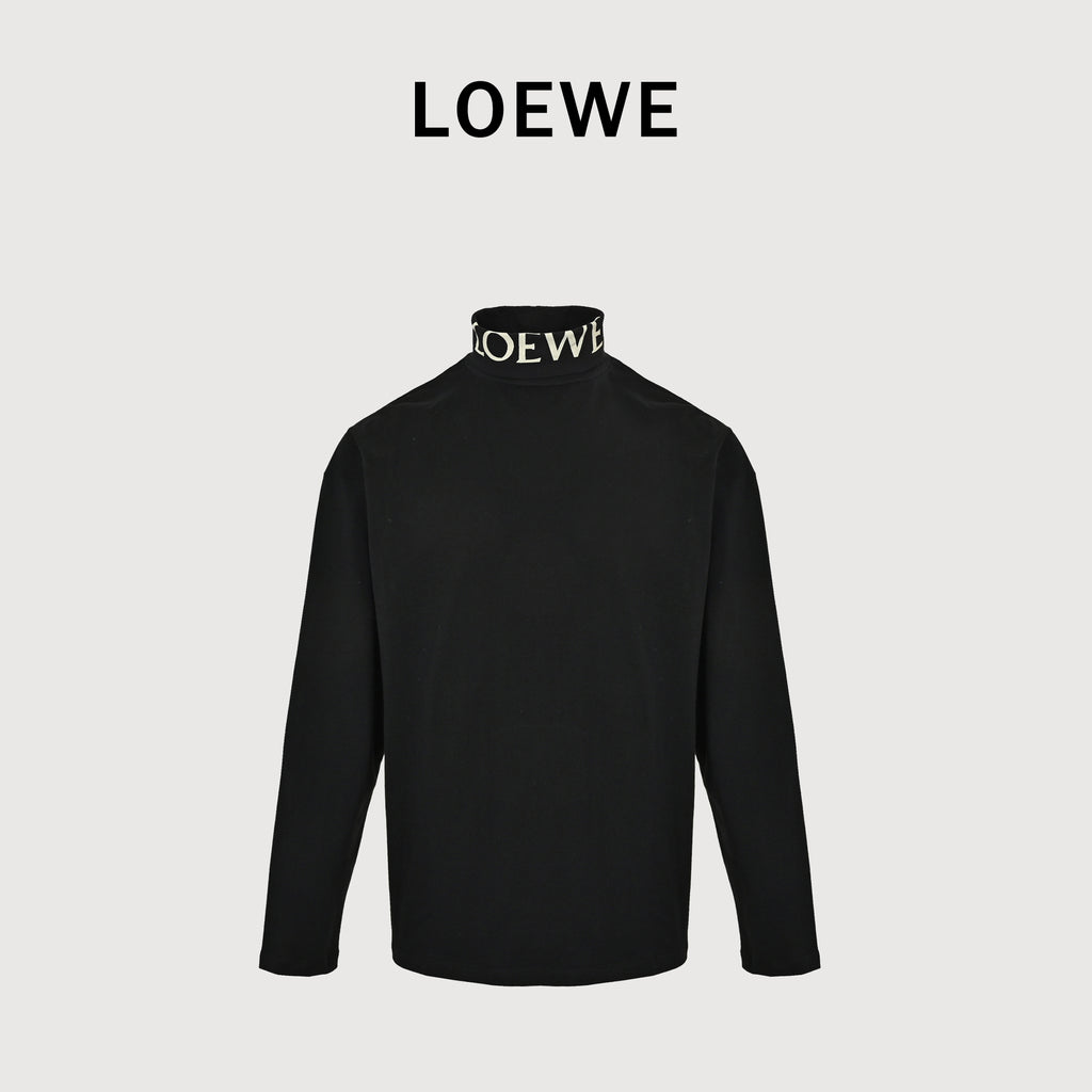 Loewe FW26 LOEWE Letter-Collar Drop-Shoulder Cotton Turtleneck – BlackS359Y23XBC-1100