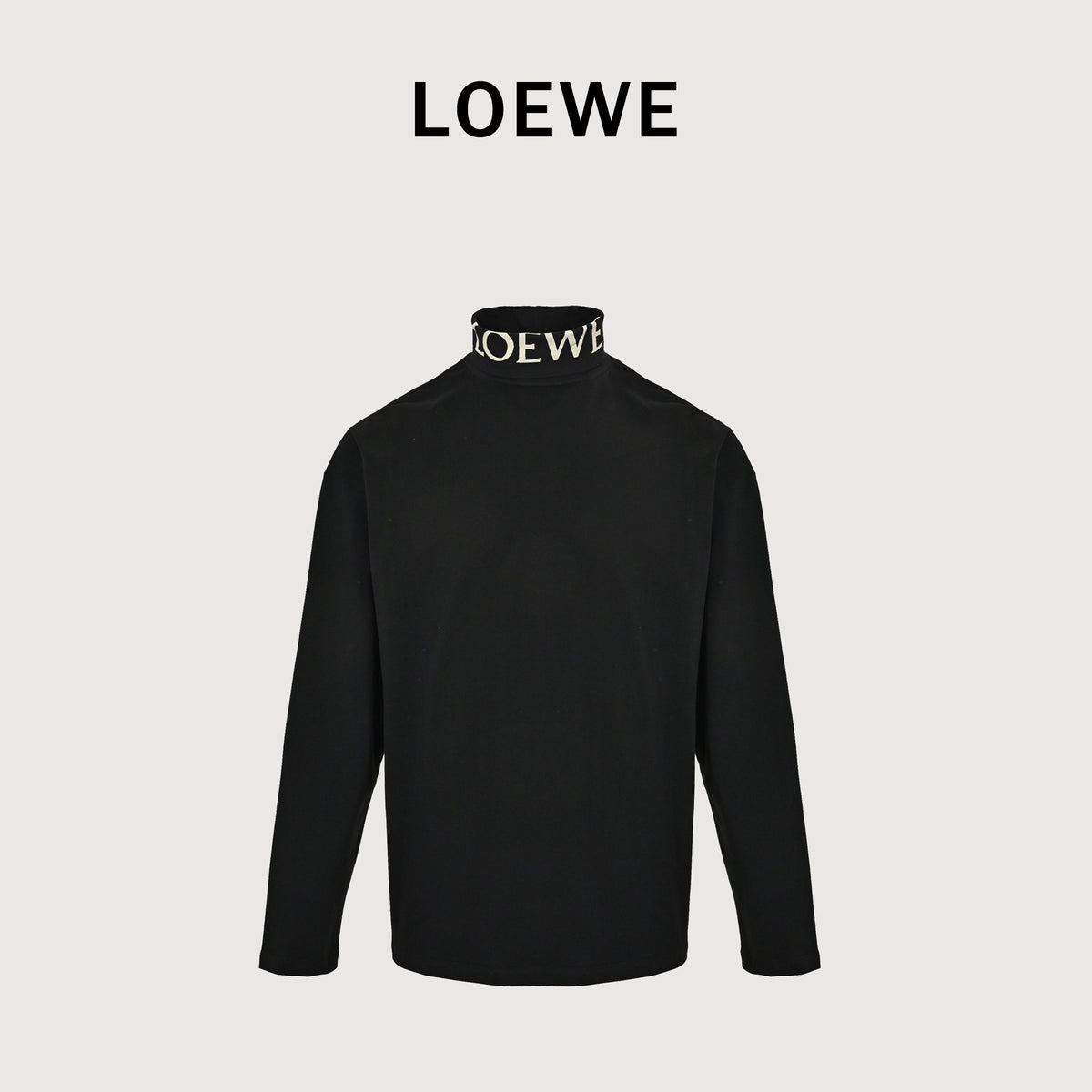 Loewe FW26 LOEWE Letter-Collar Drop-Shoulder Cotton Turtleneck – BlackS359Y23XBC-1100