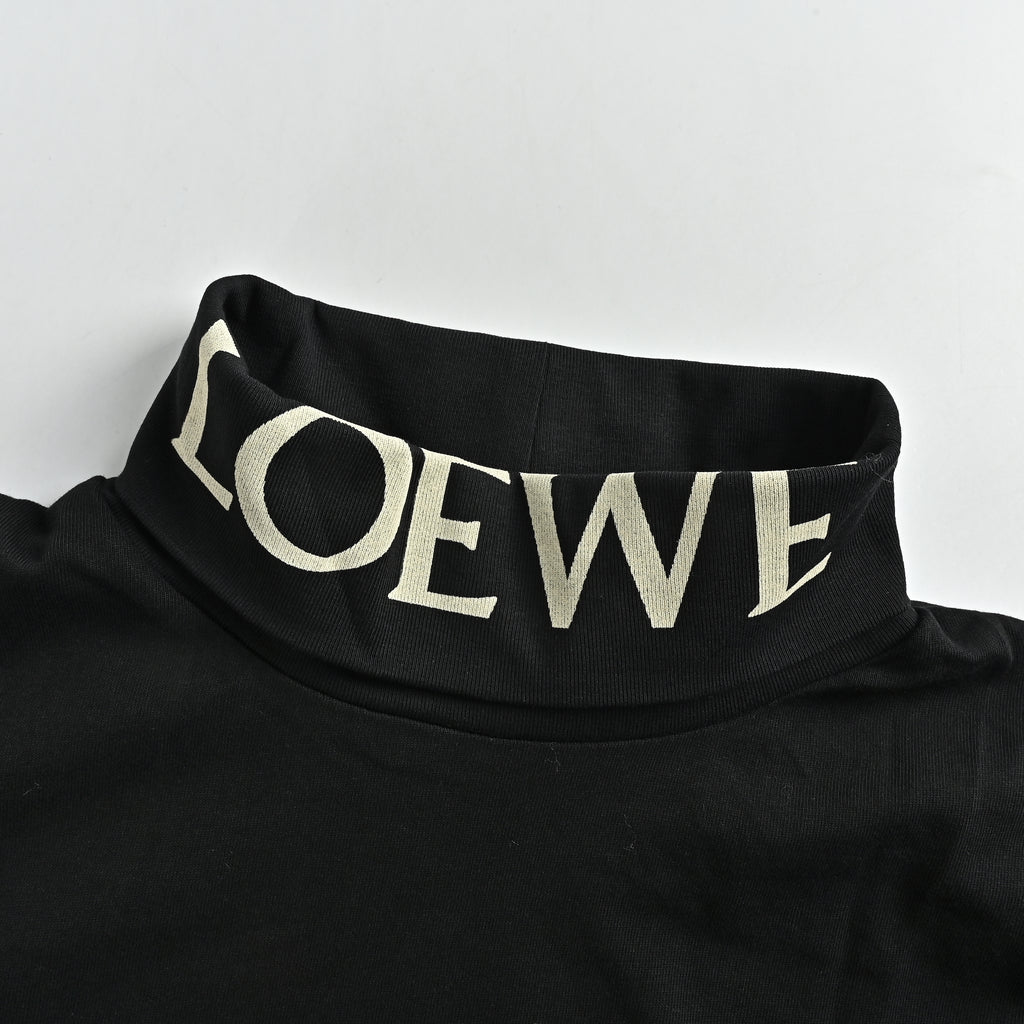 Loewe FW26 LOEWE Letter-Collar Drop-Shoulder Cotton Turtleneck – BlackS359Y23XBC-1100