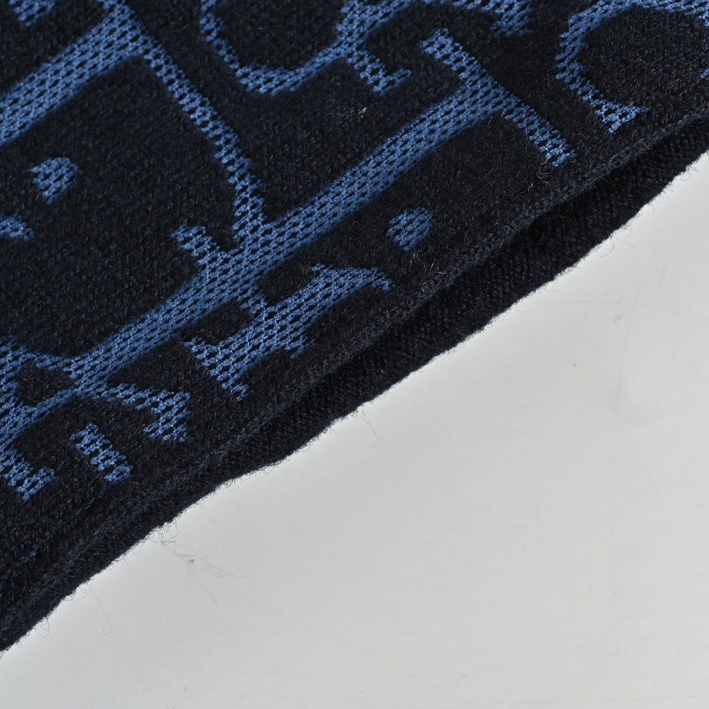 Dior 26SS Oblique Full-Coverage Jacquard Knit Zip Hoodie – Navy Blue – Unisex624G28A2E37-X5790