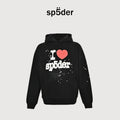 SP5DER Spider-Web ‘I ♥ Sp5der’ Puff Print Hoodie – Black – Unisex SP5LOVEBLKHD