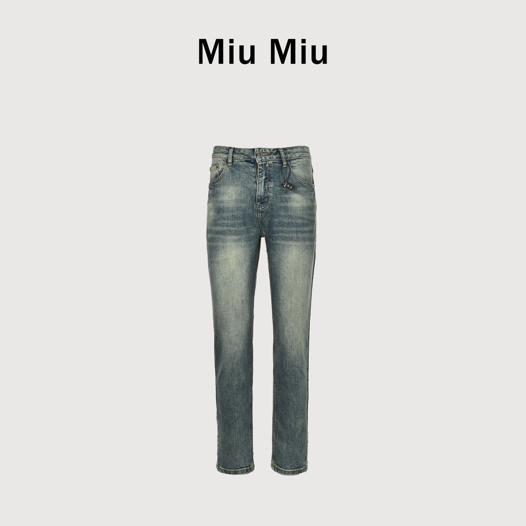 Miu Miu Japanese Selvedge Vintage-Washed Slim Straight Denim Jeans – Unisex  XM5201115