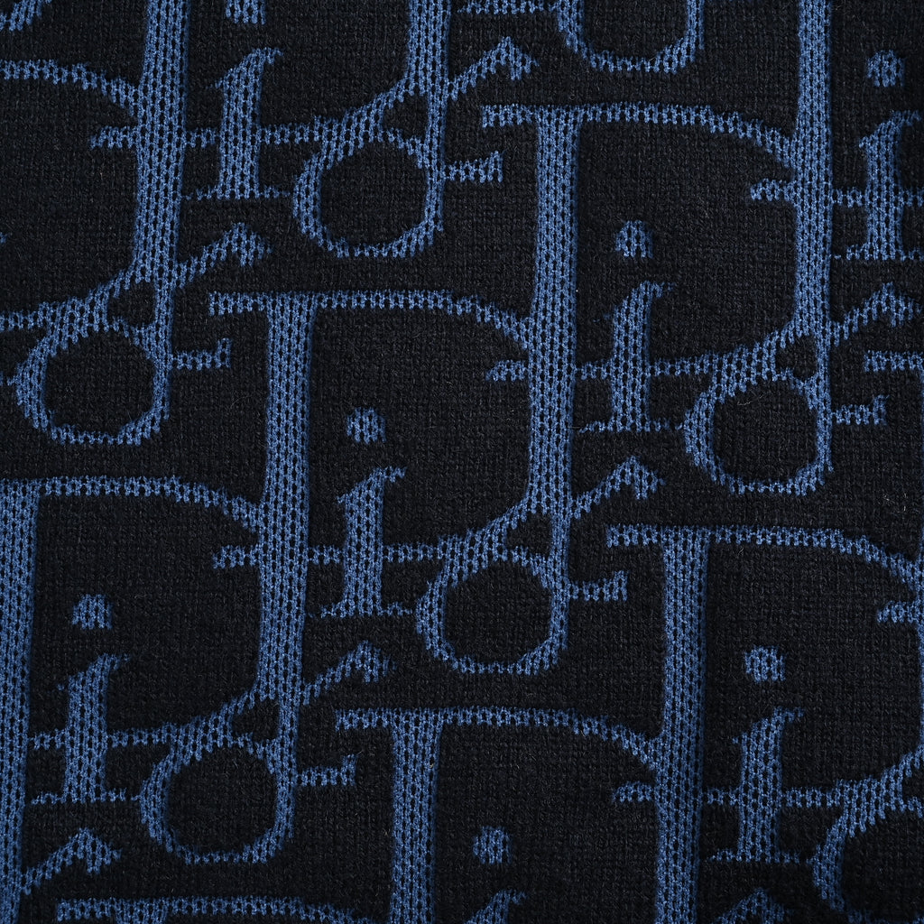 Dior 26SS Oblique Full-Coverage Jacquard Knit Zip Hoodie – Navy Blue – Unisex624G28A2E37-X5790