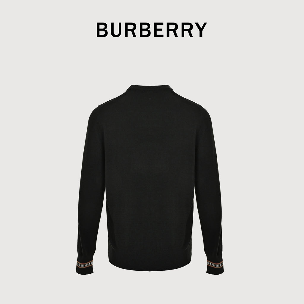 Burberry BBR Striped-Cuff Crewneck Sweater – Black – Unisex80332011
