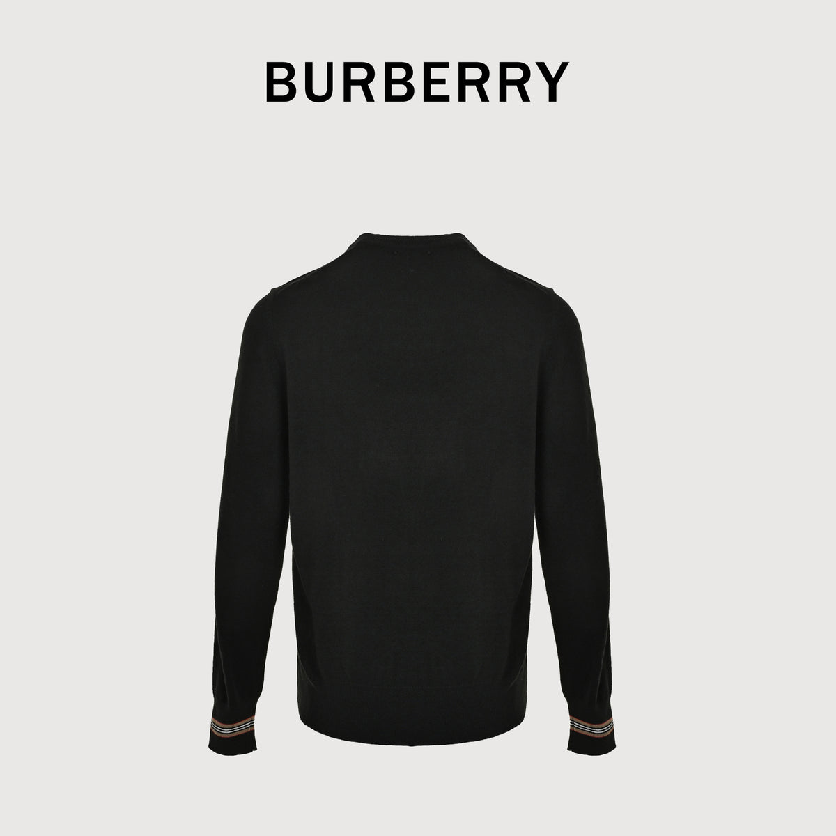 Burberry BBR Striped-Cuff Crewneck Sweater – Black – Unisex80332011