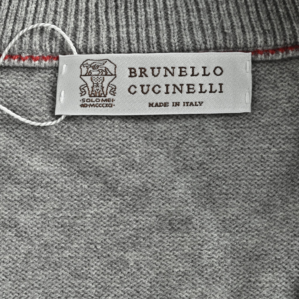 Brunello Cucinelli 100% Cashmere Dual Two-Way Zip Stand-Collar Cardigan – GreyM2200106-COW55