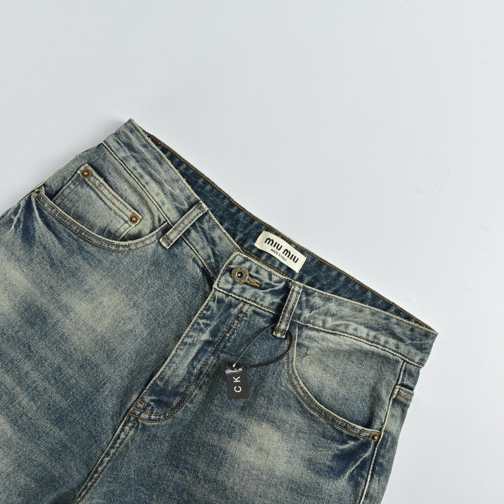 Miu Miu Japanese Selvedge Vintage-Washed Slim Straight Denim Jeans – Unisex  XM5201115