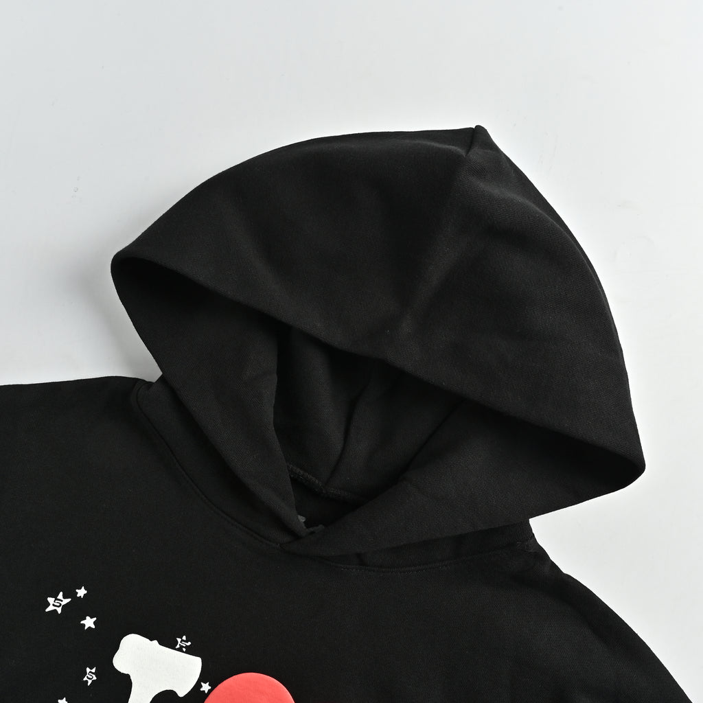 SP5DER Spider-Web ‘I ♥ Sp5der’ Puff Print Hoodie – Black – Unisex SP5LOVEBLKHD