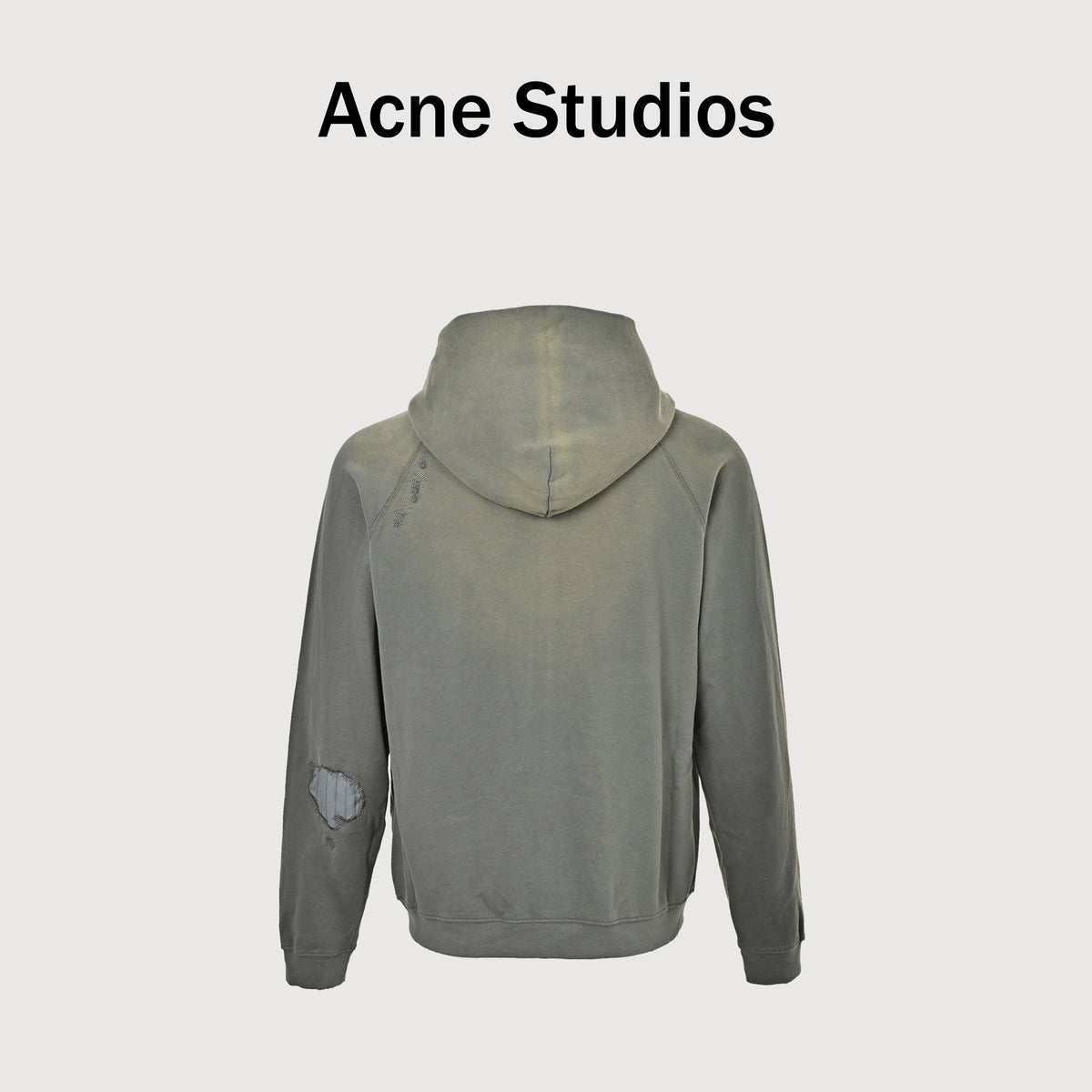 Acne Studios SS26 Mid-Summer Capsule Acid-Wash Spray-Distressed Zip Hoodie – Sage GreenCI0218-BHR