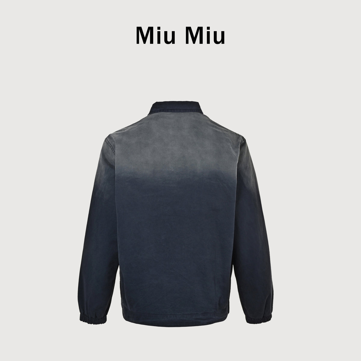Miu Miu SS26 Gradient Stone-Wash Boxy Worker Jacket – Grey-to-Navy – Women’s ML1473-19R3-F0141-S-OOO