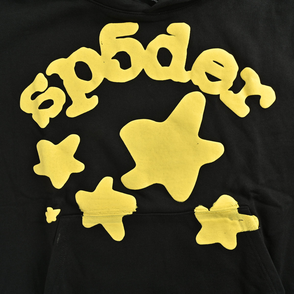 SP5DER Yellow Star Puff Print Hoodie – Black – Unisex HH5200904