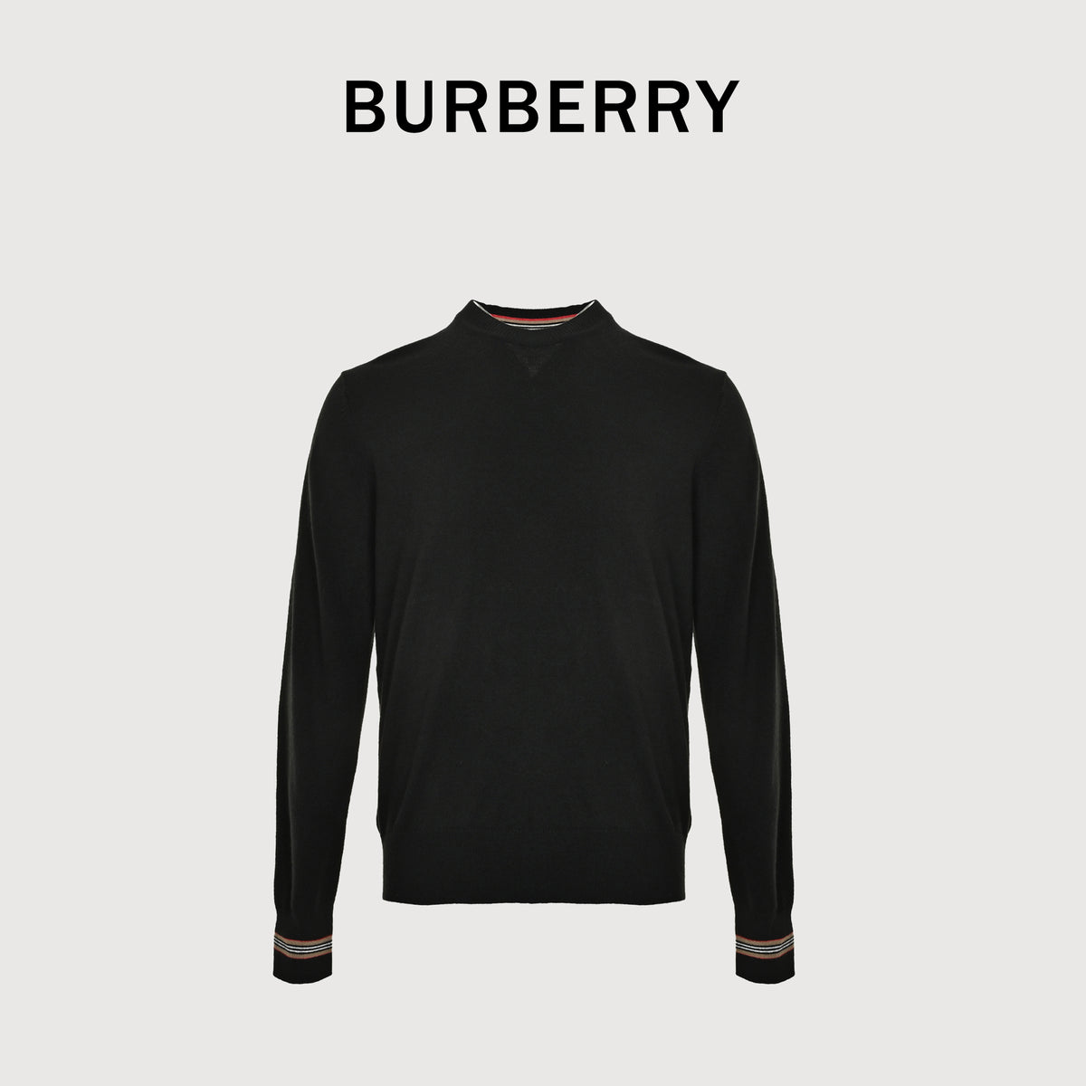 Burberry BBR Striped-Cuff Crewneck Sweater – Black – Unisex80332011