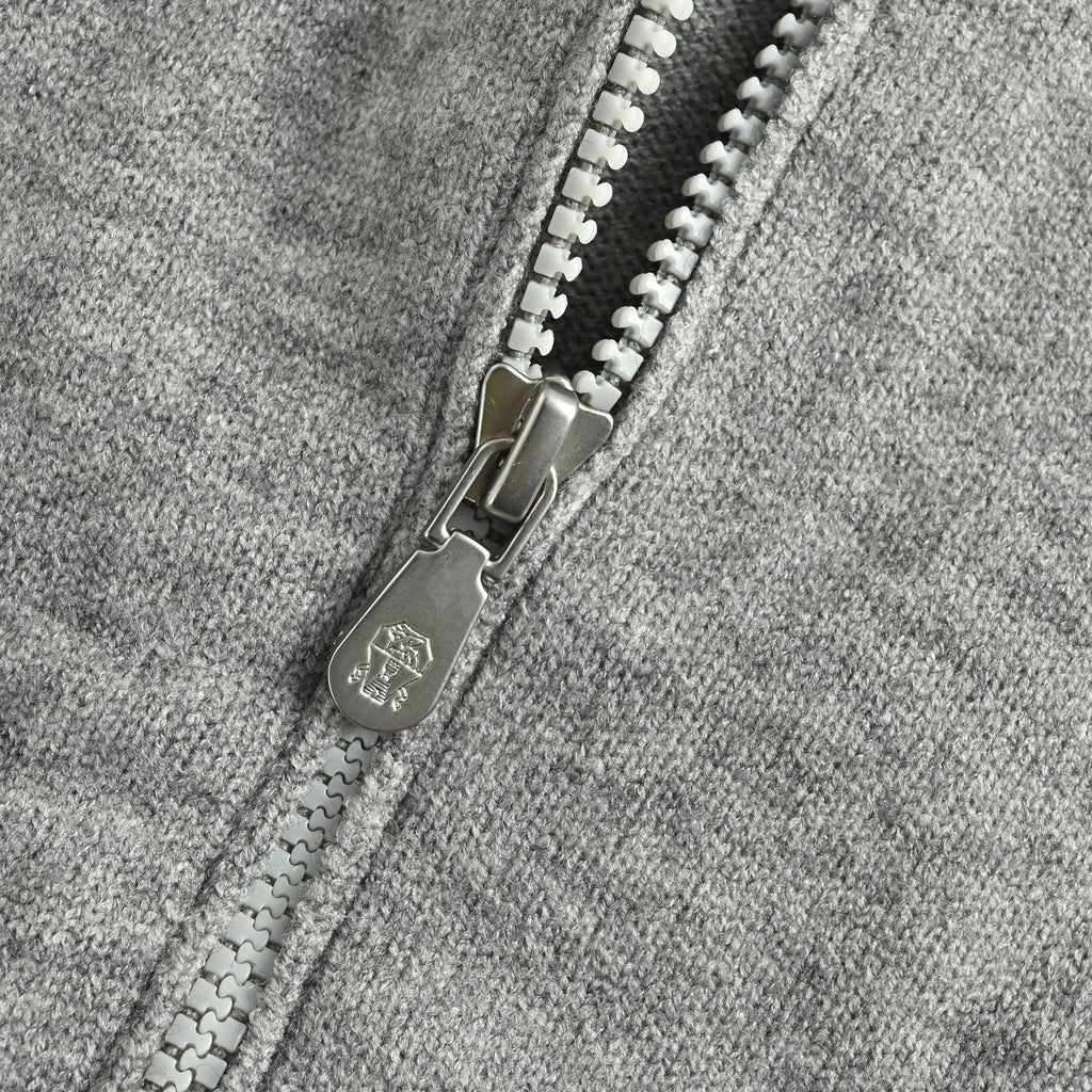 Brunello Cucinelli 100% Cashmere Dual Two-Way Zip Stand-Collar Cardigan – GreyM2200106-COW55