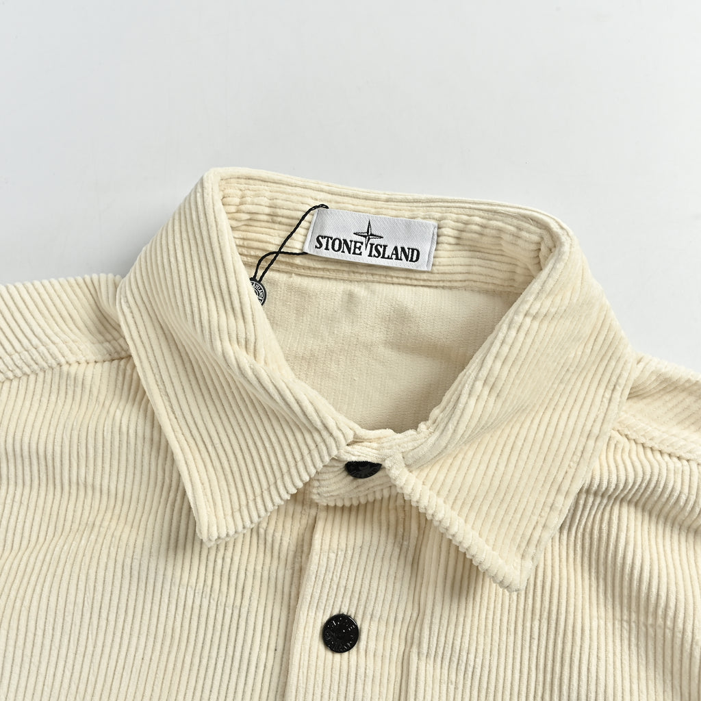 Stone Island Sleeve Badge Chest-Pocket Corduroy Shirt-Jacket – Ecru – Unisex L2S151200016S0212V0093