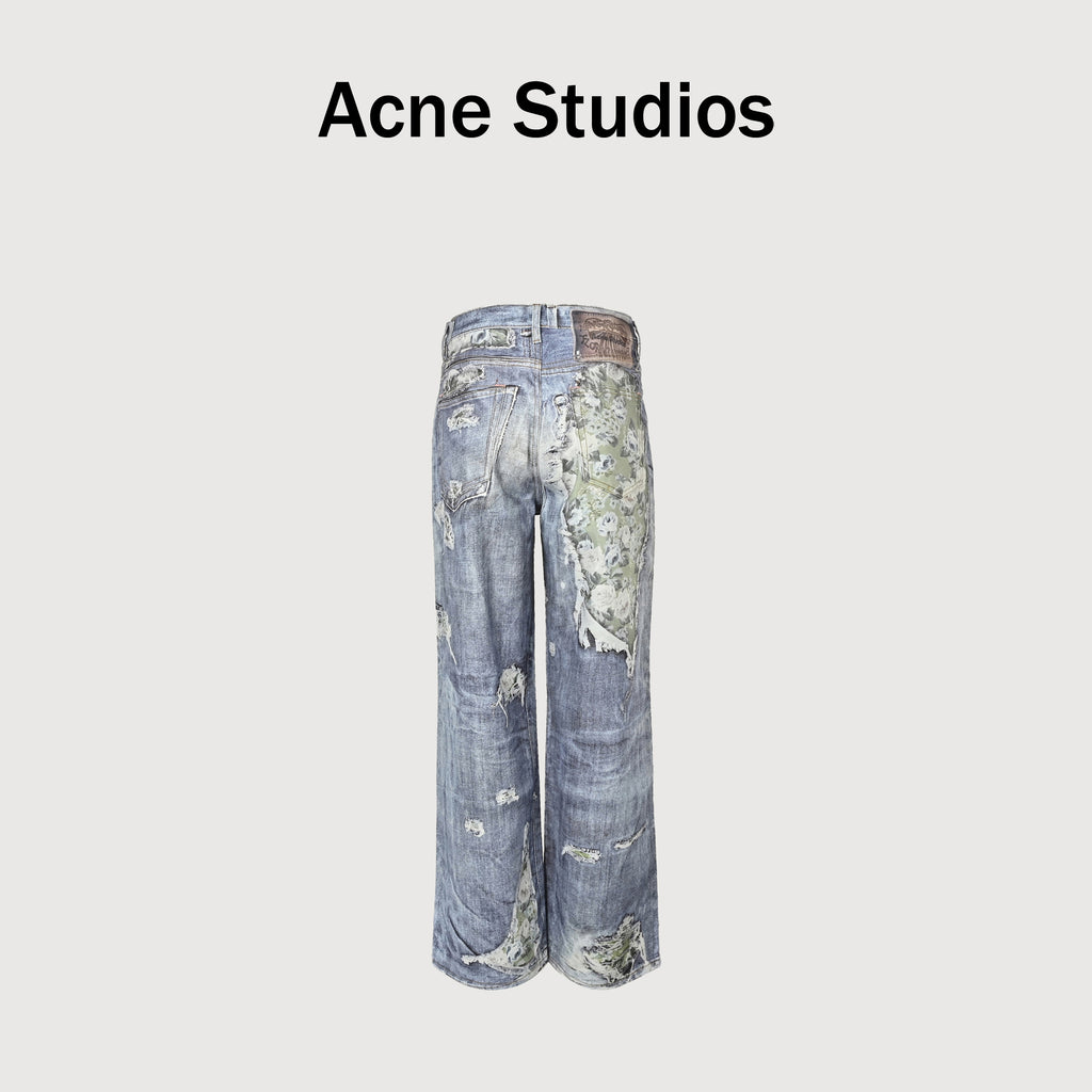 Acne Studios 3D Digital Floral Print Wide-Leg Denim Jeans – Unisex NP5800524