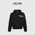 Celine SS26 Cartoon-Typeface Print Zip Hoodie – Black – Men’s RY0S5345F-38AW