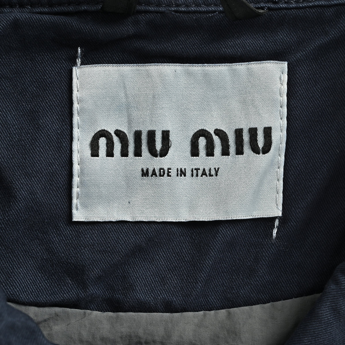 Miu Miu SS26 Gradient Stone-Wash Boxy Worker Jacket – Grey-to-Navy – Women’s ML1473-19R3-F0141-S-OOO