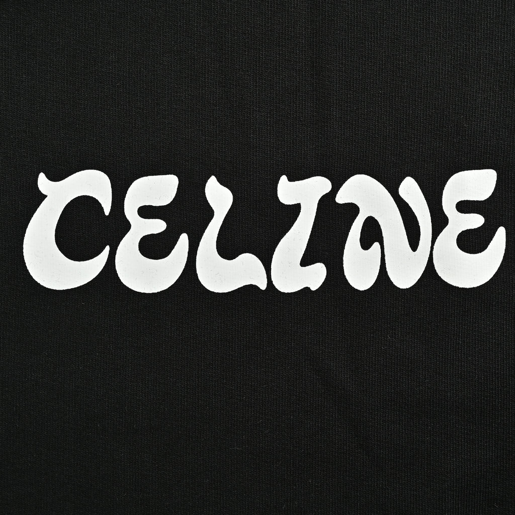 Celine SS26 Cartoon-Typeface Print Zip Hoodie – Black – Men’s RY0S5345F-38AW