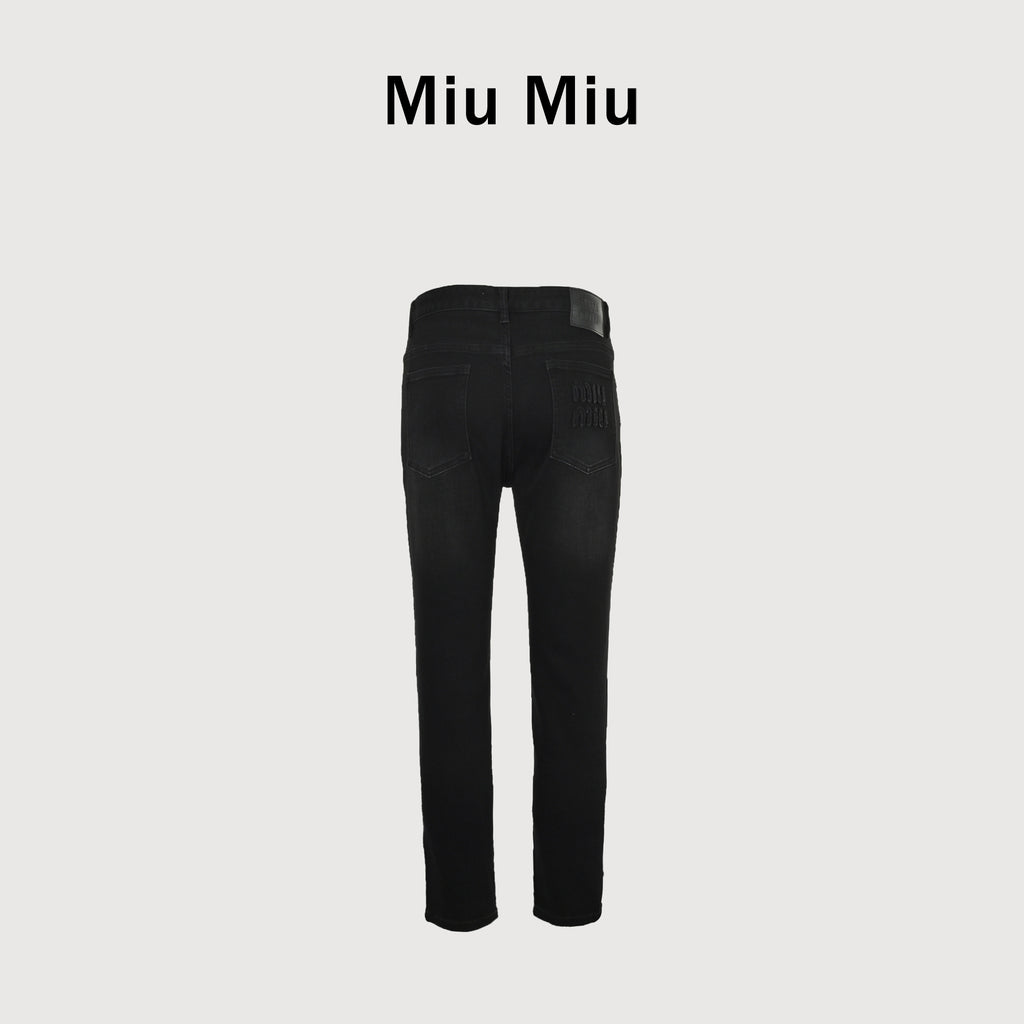 Miu Miu Japanese Selvedge Slim Straight Denim Jeans – Black – Unisex XM5201115-BLK