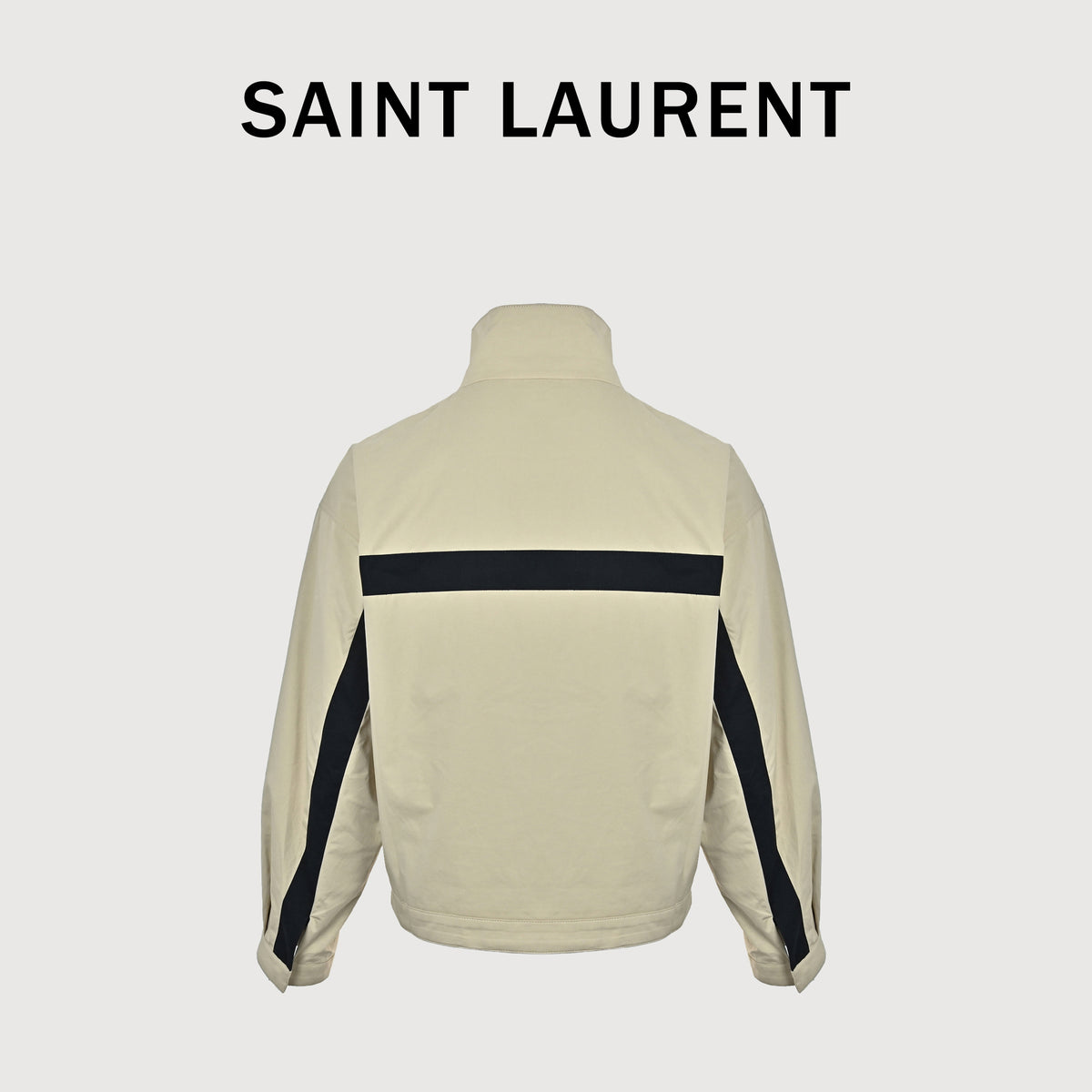 Saint Laurent FW26 Logo-Embroidered Color-Block Drop-Shoulder Jacket – Navy / Cream A006TWY6J981701