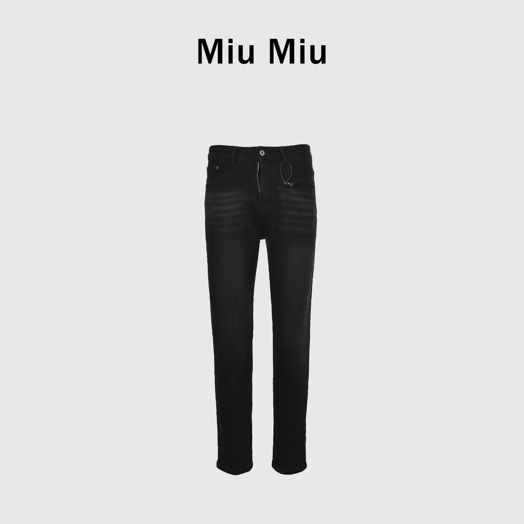 Miu Miu Japanese Selvedge Slim Straight Denim Jeans – Black – Unisex XM5201115-BLK