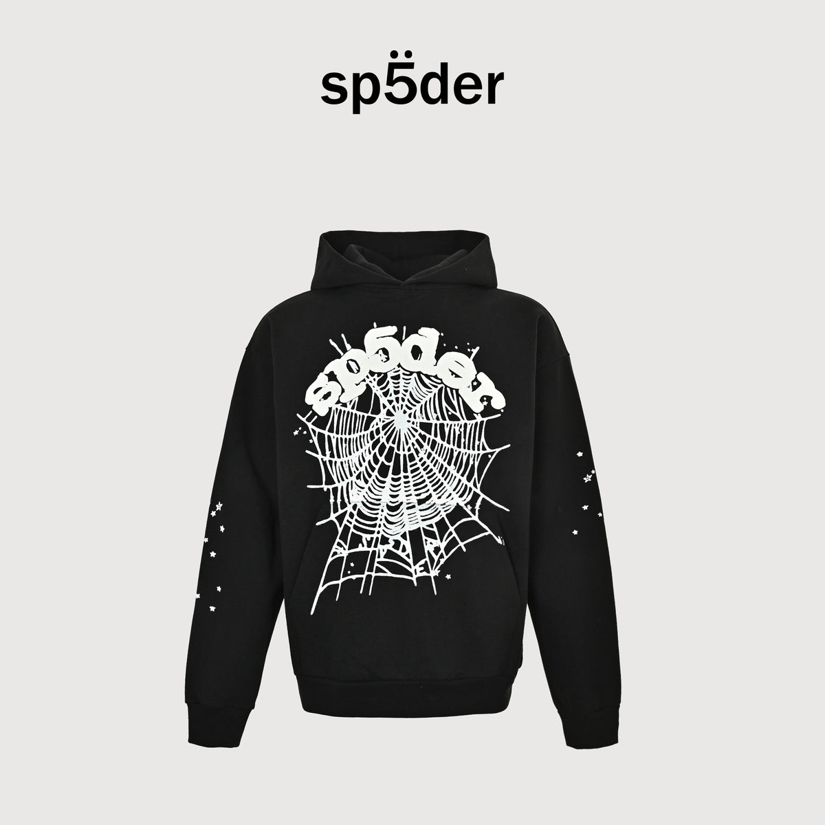 SP5DER Spider-Web Puff Print Hoodie – Black – Unisex SP5-OGWBLK-HD