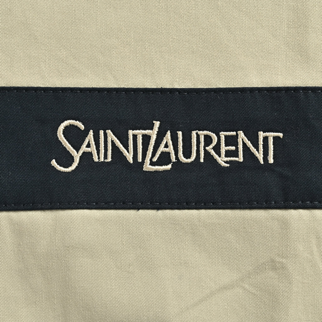 Saint Laurent FW26 Logo-Embroidered Color-Block Drop-Shoulder Jacket – Navy / Cream A006TWY6J981701