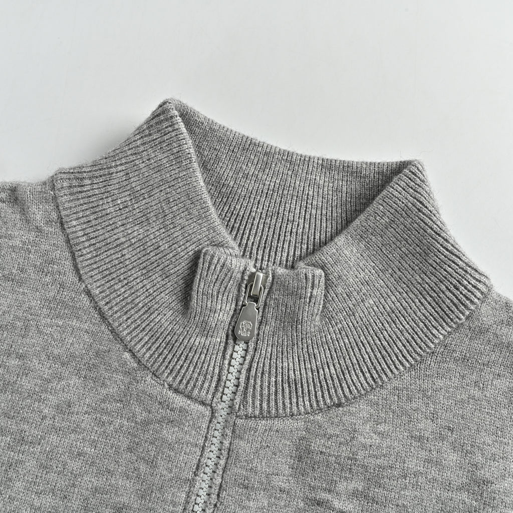 Brunello Cucinelli 100% Cashmere Dual Two-Way Zip Stand-Collar Cardigan – GreyM2200106-COW55