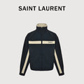 Saint Laurent FW26 Logo-Embroidered Color-Block Drop-Shoulder Jacket – Black / CreamA006TWY6J984003