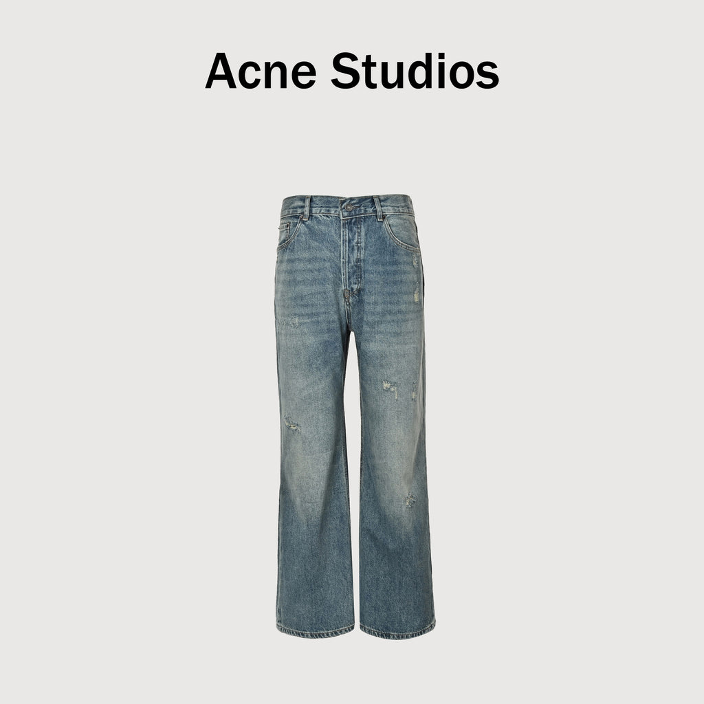 Acne Studios Vintage Distressed Ripped Wide-Leg Denim Jeans – Unisex NP56000615
