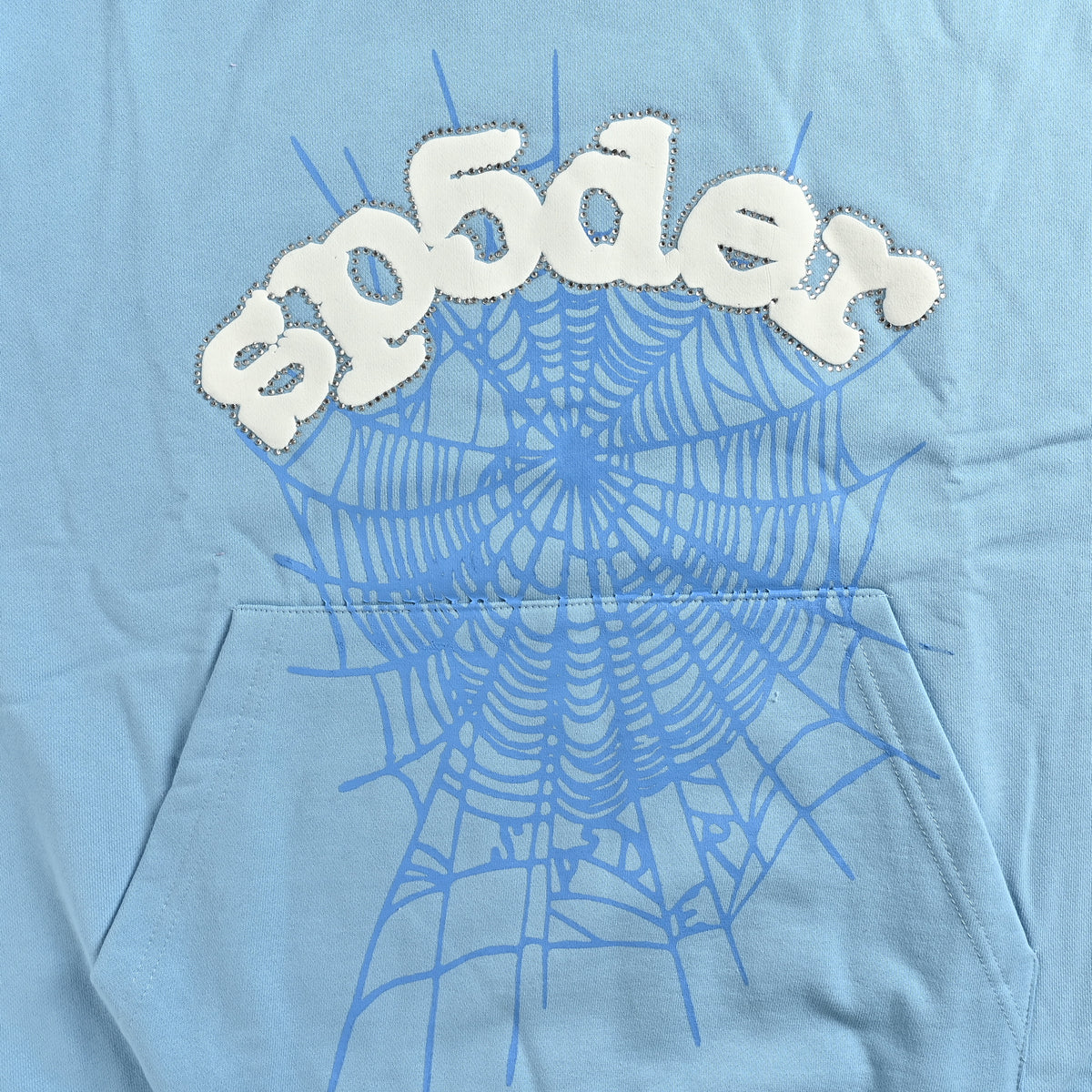 SP5DER Spider-Web Puff Print Hoodie – Sky Blue – Unisex SP5-XHDS-0058