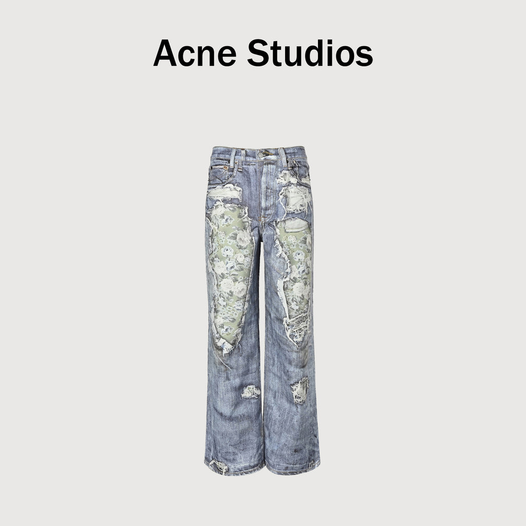 Acne Studios 3D Digital Floral Print Wide-Leg Denim Jeans – Unisex NP5800524